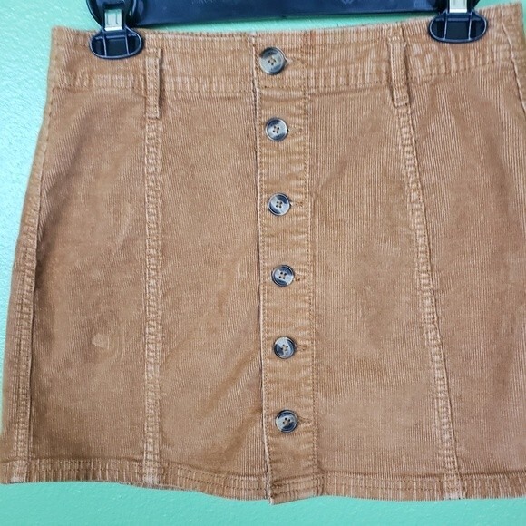 American Eagle Outfitters Brown Corduroy Super Stretch A-line Mini Skirt Size 02 - Picture 4 of 8